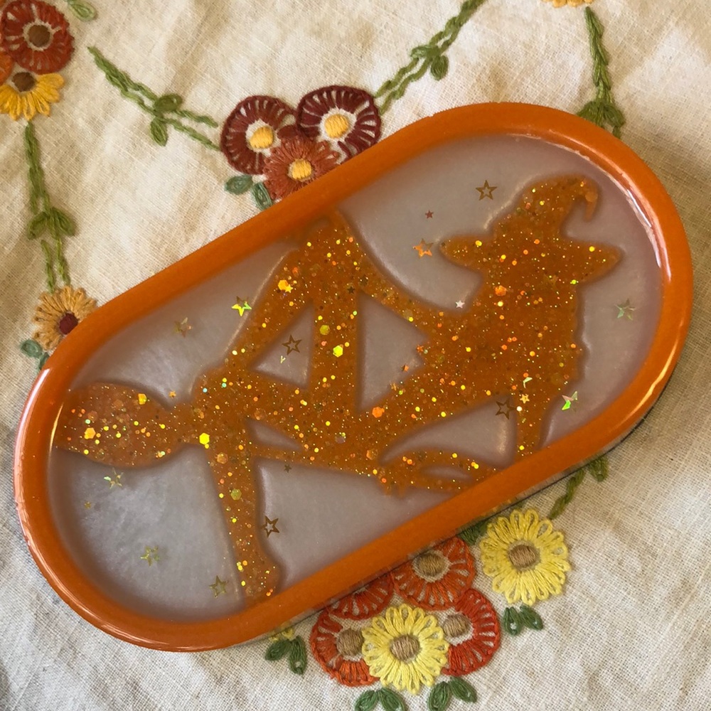 Handmade resin witch tray